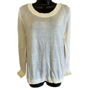 T/O Womens Sweater Size XL Long Sleeve Cream New NWT Pullover L/S To Open Back